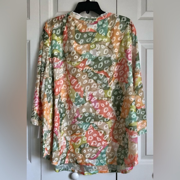 ALFRED DUNNER WOMEN'S TOP PLUS SIZE 2X V-NECK ABSTRACT ANIMAL PRINT TUNIC PS210 - Picture 2 of 9